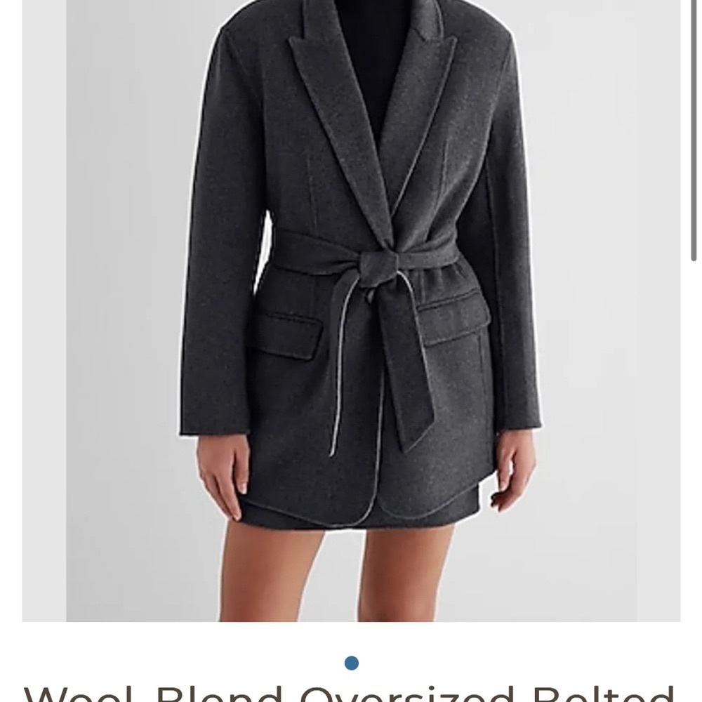 Gray Wool Blend Shawl Collar Blazer